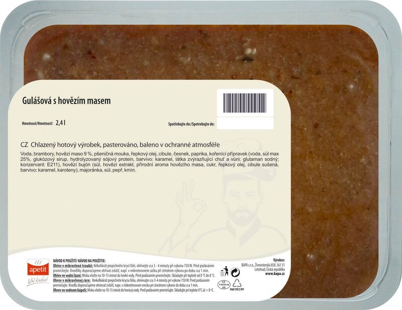 Gulášová polévka s hovězím masem 8 porcí 2400g