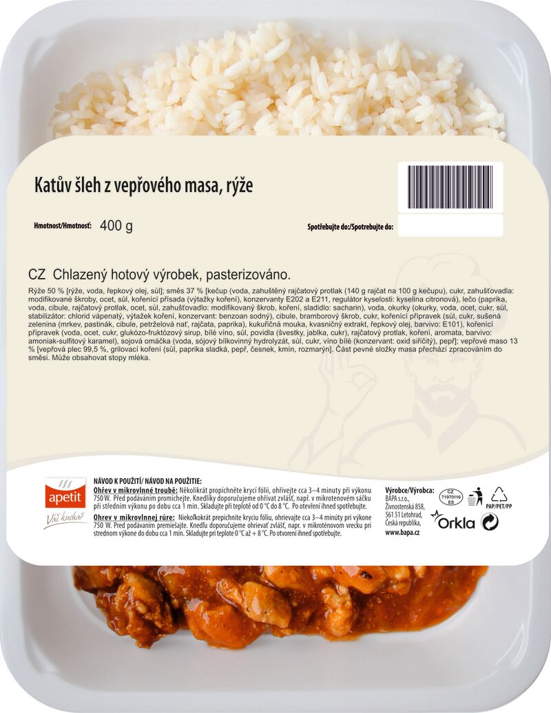 Katův šleh z vepřového masa, rýže 400g