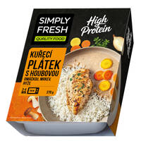 Kuřecí plátek s houbovou omáčkou, mrkev, rýže (v kartonovém přebalu) 370g