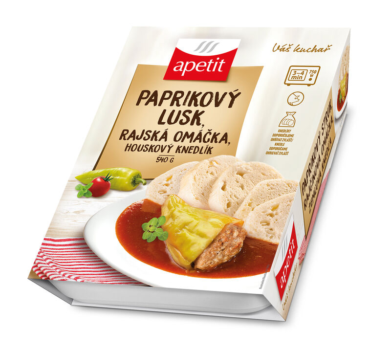 Paprikové lusky s rajskou omáčkou, houskový knedlík (v kartonovém přebalu) 540g