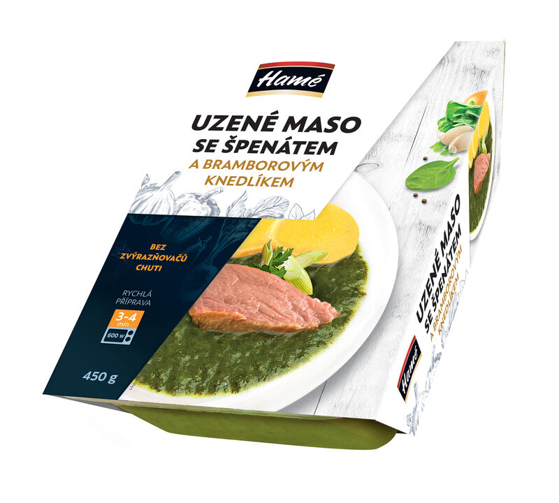 Uzené maso se špenátem, bramborový knedlík 450g