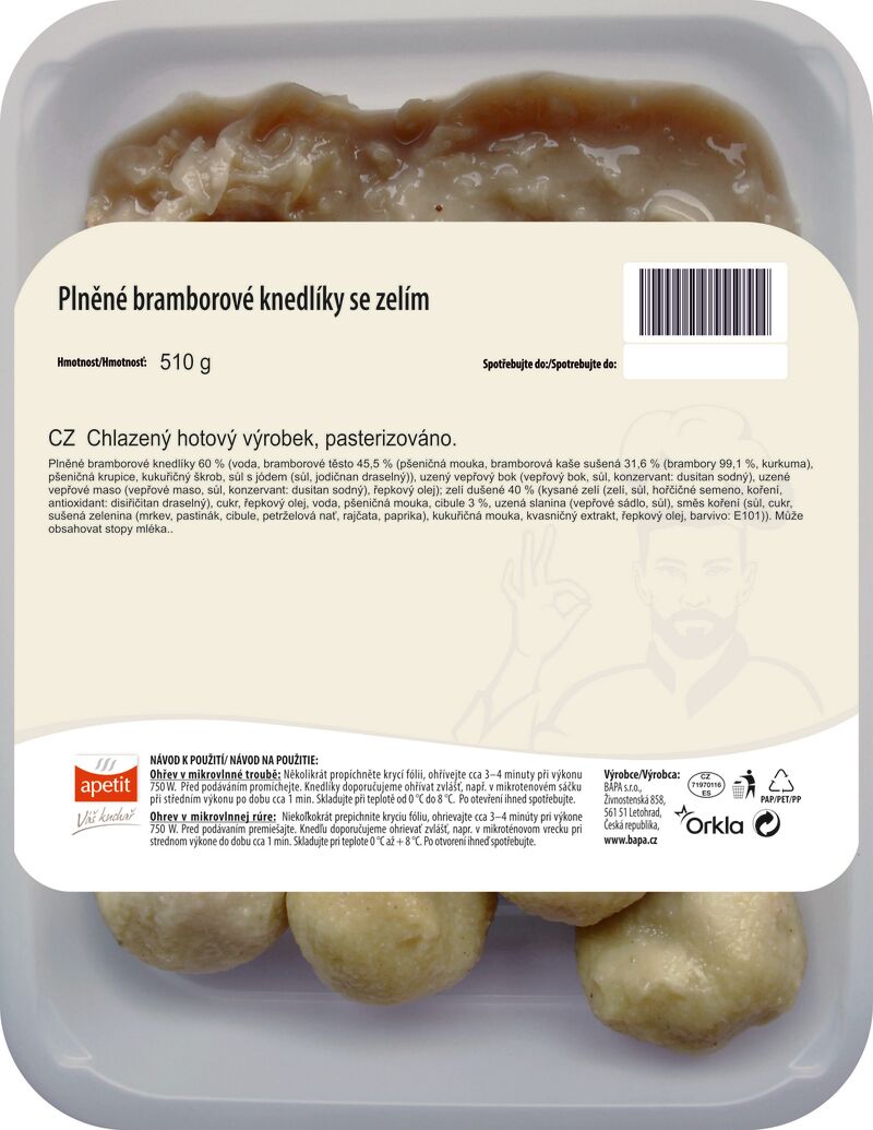 Plněné bramborové knedlíky se zelím 510g