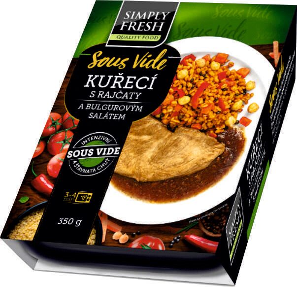 Sous vide kuřecí maso s rajčaty a bulgurovým salátem 350g