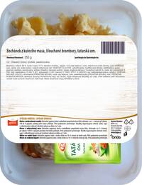 Bochánek z kuřecího masa, šťouchané brambory, tatarská omáčka 350g