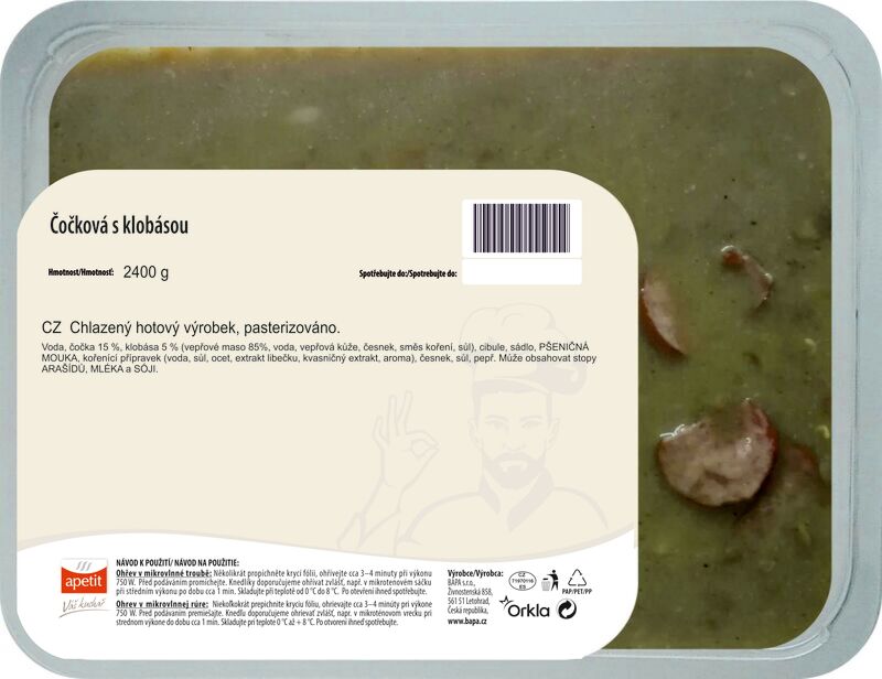 Čočková polévka s klobásou 8 porcí 2400g