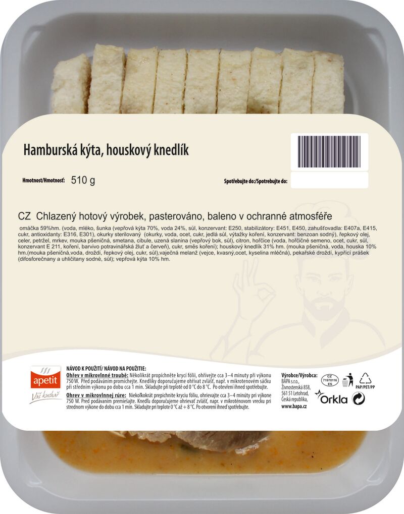 Hamburská kýta, houskový knedlík 510g